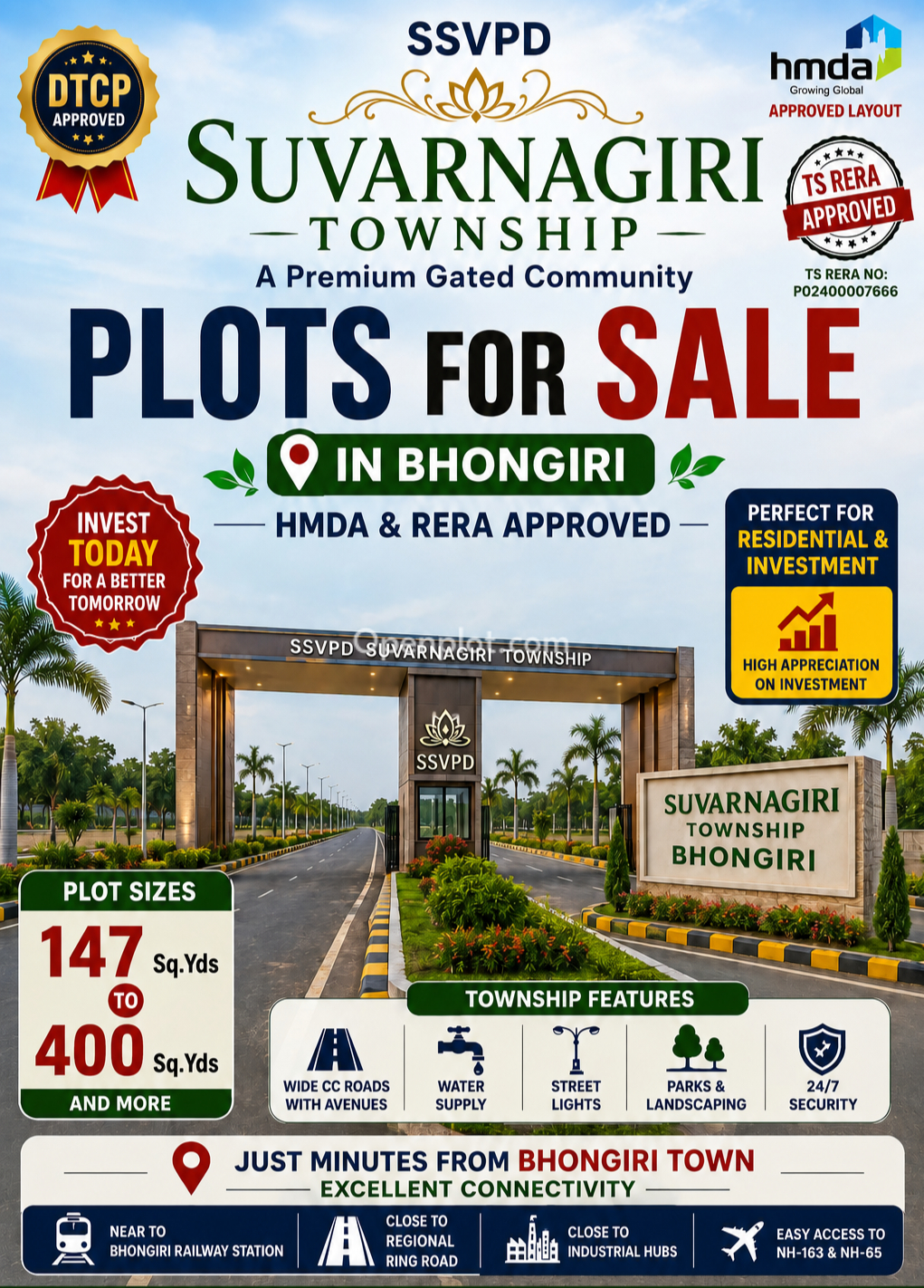Plot for Sale in Bhongir,Yadadri Bhuvanagiri