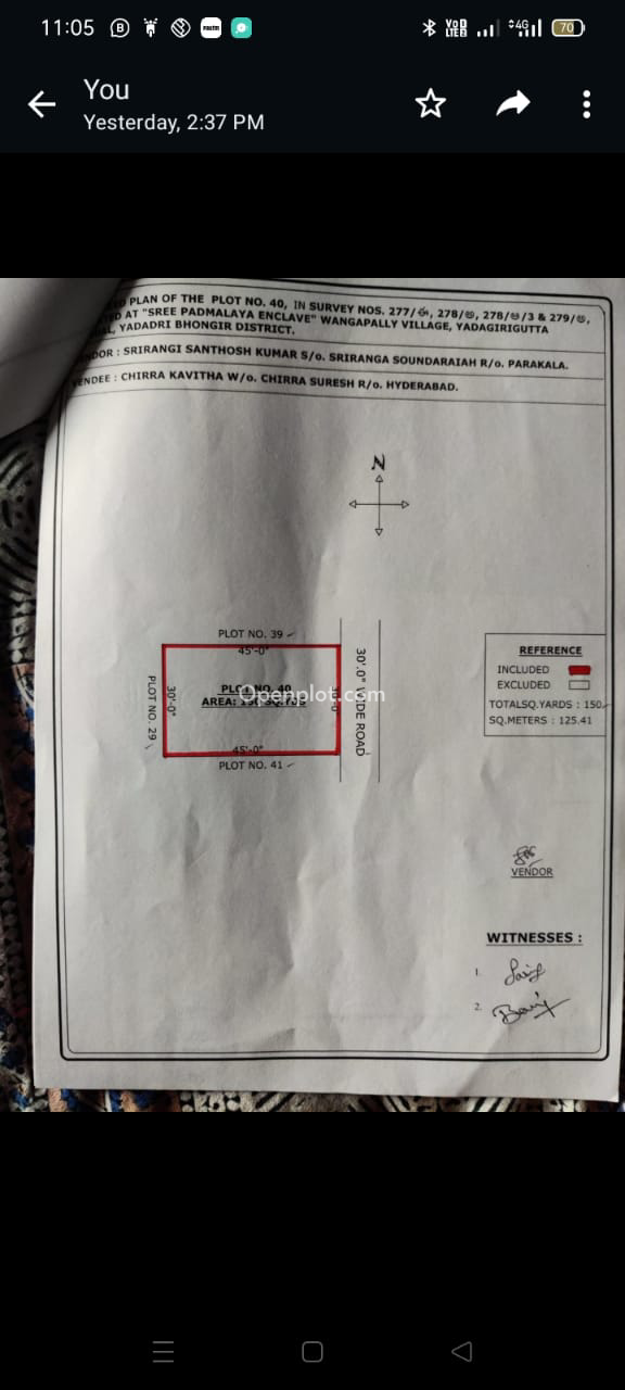 Plot for Sale in Wangapalli,Yadadri Bhuvanagiri